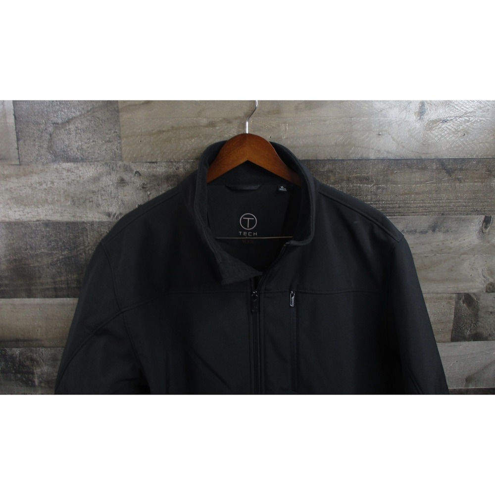 Tumi Jacket Mens XL Black T-Tech Softshell Fleece Lined Zip Pockets TT-0012